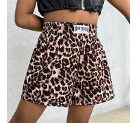 Pantaloncini casual leopardati, stile loose e intrecciati, per ragazze, estivi, coordinati mamma-figlia (venduti separatamente in 2 pezzi), pantaloncini leopardati, pantaloncini cheetah, pantaloncini