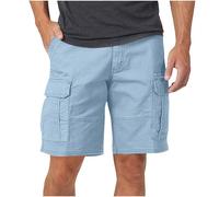 Pantaloncini chino da uomo, grandi e alti, cucitura interna da 17,8 cm, pantaloncini cargo piatti con tasche multiple larghi, jeans da falegname taglie forti, abiti anni '80, blu cielo, XL