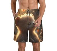 Pantaloncini Corti da Bagnos da Uomo Stampato Pantaloncini Spiaggia Sunshine Butterfly Flower Bear Print con Fodera a Rete Calzoncini da Beach per Piscina Surf Nuoto L