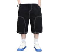 Pantaloncini corti da ragazzo, in cotone, estivi, alla moda, per attività all'aria aperta, con gamba larga, per il tempo libero, leggeri, estivi, per bambini e adolescenti, 2-15 anni, D05 nero, 13-14