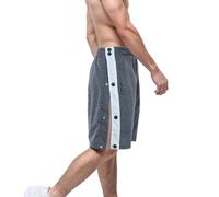 Pantaloncini corti da uomo con bottoni laterali, pantaloni corti per capriolo, traspiranti, per sport, jogging, allenamento, basket, pantaloni da corsa, A grigio scuro., L