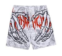 Pantaloncini corti da uomo con stampa grafica 3D, pantaloni estivi dritti da jogging, per il tempo libero, da corsa, per il sonno, bianco, L