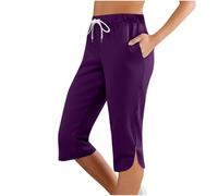 Pantaloncini Corti Donna Curvy Estivi Bermuda Shorts Casual Vita Elastica Pantaloni a Gamba Larga Lunghezza al Ginocchio con Tasche Colore Solido Shorts Leggeri e Traspiranti per Il Tempo Libero
