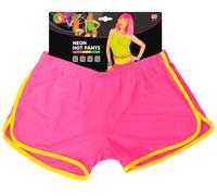 Pantaloncini corti rosa neon stile anni '80 discoteca