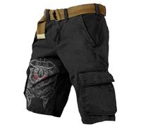 Pantaloncini Corti Uomo, Pantaloni Cargo Stile Norreno con Tascabili Multipli per attività All'Aperto e Temi Medievali