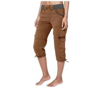 Pantaloncini da allenamento da donna chino con cintura, vestibilità regolare, bermuda cargo in lino, tinta unita, eleganti, pantaloni da yoga, Caff, M