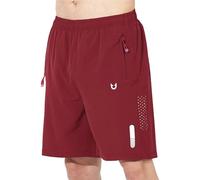 Pantaloncini da allenamento da uomo UK Pantaloncini da palestra in tinta unita Pantaloni corti da spiaggia leggeri traspiranti sportivi da allenamento con tasche con cerniera Lounge Mid Rise Boxer