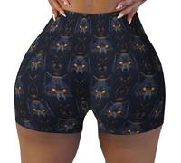 Pantaloncini da allenamento senza cuciture da donna, con stampa testa di lupo con occhio dorato, per motociclisti, palestra, yoga, corsa, pantaloncini in spandex per donna, Nero, L
