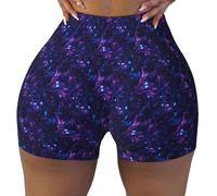 Pantaloncini da allenamento senza cuciture da donna - Cyber Neon Wolf Print Biker Gym Yoga Running Spandex Shorts per le donne, Nero, XL