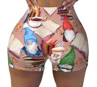 Pantaloncini da allenamento senza cuciture da donna - Gnomi, libri, tazze da tè, palestra, corsa, yoga, motociclista, pantaloncini in elastan da donna, nero/bianco, M