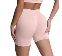 Pantaloncini da allenamento senza cuciture da donna Scrunch Butt Lifting Shorts Vita Alta Palestra Yoga Pole Dance Outfit velluto, Colore: rosso, L