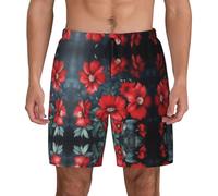 Pantaloncini da Bagno Beautiful Red Flower Print Calzoncini da Beach Asciugatura Veloce Shorts da Spiaggia Uomo Costume da Bagno per Mare Nuoto attività Sportive XL