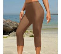 Pantaloncini da bagno conservativi da donna, di colore unico, con orlo a petalo, per il Medio Oriente, parte inferiore del costume da bagno L,M,S,XLColore unicoTessuto