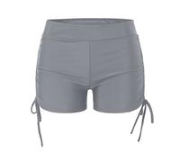 Pantaloncini da bagno da donna, calze da bagno, pantaloncini a vita alta, boxer con coulisse per spiaggia piscina nuoto sport allacciatura casual multisport all'aperto, grigio, L