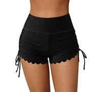 Pantaloncini da bagno da donna, calze da bagno, pantaloncini a vita alta, boxer con coulisse, per spiaggia, piscina, nuoto, sport, Nero , M
