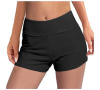 Pantaloncini da bagno da donna con schiena scoperta, con ampio girovita, per ragazze e adolescenti, con colletto, Nero , L