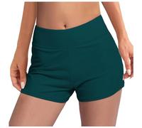Pantaloncini da bagno da donna con schiena scoperta, con ampio girovita, per ragazze e adolescenti, con colletto, verde, L