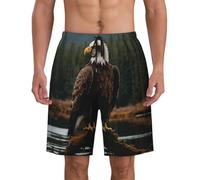 Pantaloncini da bagno da uomo con stampa con aquila volante, da spiaggia, atletica, leggero, estivo, surf, sport acquatici, abbigliamento casual, Nero , L
