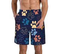 Pantaloncini da bagno da uomo con stampa in bambù primaverile, ad asciugatura rapida, pantaloncini da spiaggia, pantaloncini da spa, pantaloncini da palestra elasticizzati, Graziosa zampa di cane, S