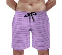 Pantaloncini da bagno da uomo, viola brillante, stampa a grana di legno, con fodera in rete, costume da bagno ad asciugatura rapida, multicolore, L