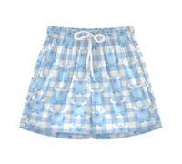 Pantaloncini da bagno elasticizzati per ragazzi, a quadretti, blu pastello, Monsters Gingham Blu Pastello, 7-8 Anni