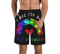 Pantaloncini da Bagno I Love You all Class Dismissed Costume da Bagno con Tasche Inclinate Costume Uomo Mare Casual Calzoncini da Beach per Surf Nuoto attività Sportive XL