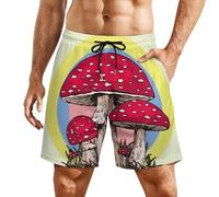Pantaloncini da Bagno Mushrooms Vintage Hippy 60S Printed Pantaloncini da Spiaggia Coulisse Calzoncini da Beach Asciugatura Veloce Shorts da Spiaggia per Vacanze attività Sportive Surf L