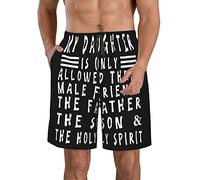 Pantaloncini da Bagno My Dau-Ghter Is Allowed Three Male Friend Costume da Bagno Uomo Costume Uomo Mare Coulisse Calzoncini da Beach per Nuoto Surf Estive XL