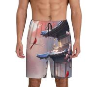 Pantaloncini da Bagno Red Cherrys Bloom Printed Calzoncini da Beach Uomo Costume da Bagno con Tasche Inclinate Shorts da Spiaggia per Estive Vacanze Mare L
