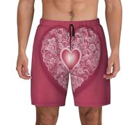 Pantaloncini da Bagno Romantic Heart Print Costume Uomo Mare Asciugatura Veloce Costume da Bagno Casual Shorts da Spiaggia per Vacanze Surf Mare XL