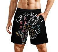 Pantaloncini da Bagno Tokyo Japan Dragon Printed Shorts da Spiaggia con Tasche Inclinate Pantaloncini da Spiaggia Asciugatura Veloce Calzoncini da Beach per Surf Vacanze Nuoto XL