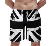 Pantaloncini da Bagno White And Black British Flag Pantaloncini da Spiaggia Casual Shorts da Spiaggia con Tasche Inclinate Costume da Bagno per Vacanze attività Sportive Mare 3XL