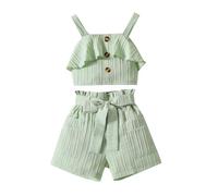 Pantaloncini da bambina per bambini, carini, pagliaccetto, con tasca, tutina senza maniche, salopette per scuola, strada, estate, abbigliamento casual per bambini dai 7 ai 12 anni