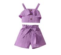 Pantaloncini da bambina per bambini, carini, pagliaccetto, con tasca, tutina senza maniche, salopette per scuola, strada, estate, abbigliamento casual per bambini dai 7 ai 12 anni