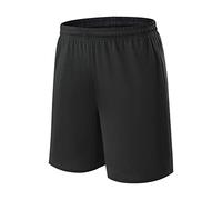 Pantaloncini da basket da uomo, per allenamento, atletica, palestra, bodybuilding, allenamento, pantaloni corti con tasche laterali, per corsa casual, Nero , L