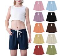 Pantaloncini da Basket per Bambini in Lino di Cotone con Elastico in Vita e Cordoncino, Ragazze e Ragazzi, Joggers, Sport, Calcio, Baseball, Atletica, Corsa, Pantaloni, Viola, 11-12 Anni