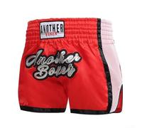 Pantaloncini da boxe unisex, traspiranti, per MMA e Muay Thai, con elastico in vita per una vestibilità sicura (M rosso)