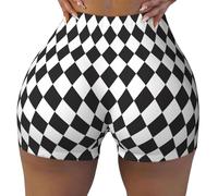 Pantaloncini da Ciclista con Stampa arlecchino Bianco e Nero da Donna, Pantaloncini da Corsa per Atletica, Yoga, Palestra e Allenamento