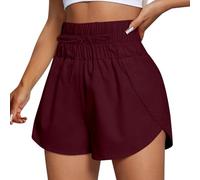Pantaloncini da corsa a vita media da donna, con spacco laterale, ad asciugatura rapida, per sport, palestra, leggeri, con fodera, per sport, allenamento, escursionismo, atletica, jogging, Wine1., XXL