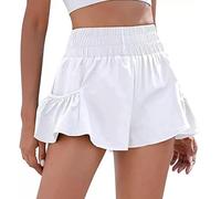 Pantaloncini da corsa da donna con elastico in vita, taglio corto atletico con tasche laterali, elastico in vita, design activewear tinta unita, percorsi per passeggiate e mercati all'aperto, uso