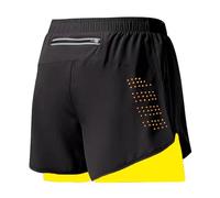 Pantaloncini da corsa sportivi 2 in 1, pantaloni corti da allenamento estivi a doppio strato, da spiaggia, da uomo, abbigliamento da jogging, da palestra, da uomo(Fluorescent Yellow,S(50-60kg))