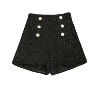 Pantaloncini da donna a vita alta stile casual invernali comodi pantaloncini alla moda, Nero , L