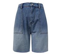 Pantaloncini da donna alla moda in denim con sfumatura di colore, design a schegge laterale, per un look casual e casual, Blu, XL