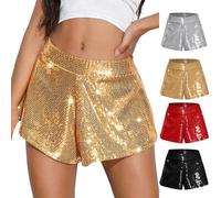 Pantaloncini da donna glitterati da donna pantaloncini con paillettes a gamba larga boxer punk night-out tronchi scintillanti club a vita alta per feste corti alla moda pantaloni caldi sexy pantaloni