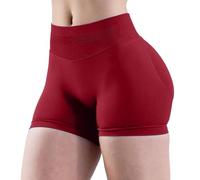 Pantaloncini da donna Hot Pants 2025 Pantaloncini da motociclista a vita alta alla moda senza cuciture frontali morbidi nascosti glutei scrunch yoga allenamento palestra leggings, RD2., XS