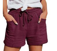 Pantaloncini da donna in cotone e lino con coulisse in vita elasticizzata pantaloncini a gamba larga casual comodi pantaloni corti estivi leggeri pantaloni larghi da salotto pull on respirano