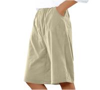 Pantaloncini da donna in cotone e lino pantaloncini estivi Capri pantaloni al ginocchio bermuda larghi pantaloni cargo casual pantaloni elasticizzati in vita pantaloni corti da donna culottes corsa