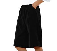 Pantaloncini da donna in cotone e lino pantaloncini estivi Capri pantaloni al ginocchio bermuda larghi pantaloni cargo casual pantaloni elasticizzati in vita pantaloni corti da donna culottes corsa