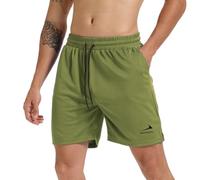 Pantaloncini da Fitness da Uomo Pantaloni da Allenamento per la Palestra e la Corsa Pantaloncini Sportivi ad Asciugatura Rapida Pantaloni da Esterno Verde Militare 2XL