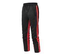 Pantaloncini da jogging da uomo Slim Fit con banda laterale, pantaloni da jogging bianchi con banda rossa, pantaloni da jogging con coulisse e polsini elastici con tasche, in tessuto leggero e morbido